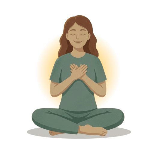 Frau mit beiden Händen auf ihrem Herzen - People Pleaser wünschen sich Harmonie mit sich selbst und mit anderen.